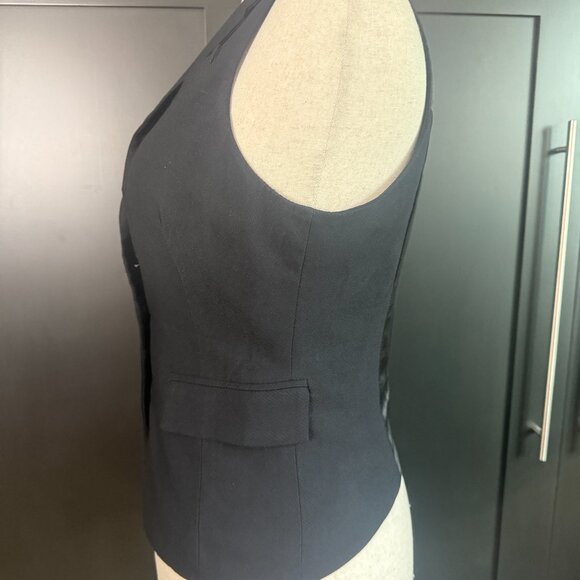 bebe Ruffle Shirt Black White, Tailored Vest M, Silver Statement Bracelet Bundle - Picture 5 of 14